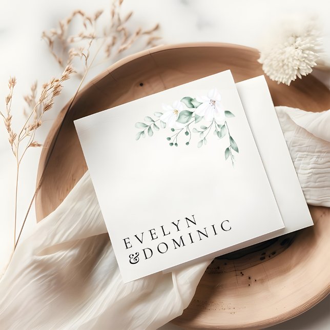 Minimalist Watercolor Greenery Foliage Wedding  Napkin (Creator Uploaded)