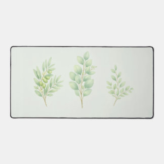 Minimalist Watercolor Greenery Leaves Botanical Desk Mat