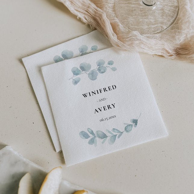Minimalist watercolor greenery wedding napkin (Creator Uploaded)