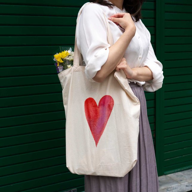 Minimalist watercolor heart tote bag (Creator Uploaded)