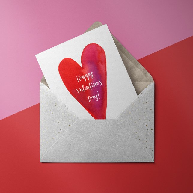 Minimalist watercolor heart valentine holiday card (Creator Uploaded)