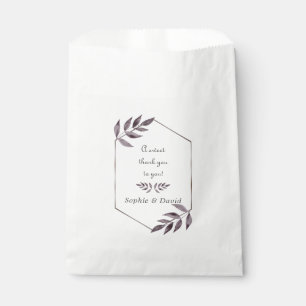 Minimalist Watercolor Ink Foliage Diamond Wedding Favour Bag
