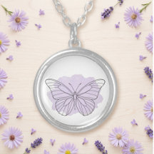 Minimalist Watercolor Line Art Butterfly Necklace