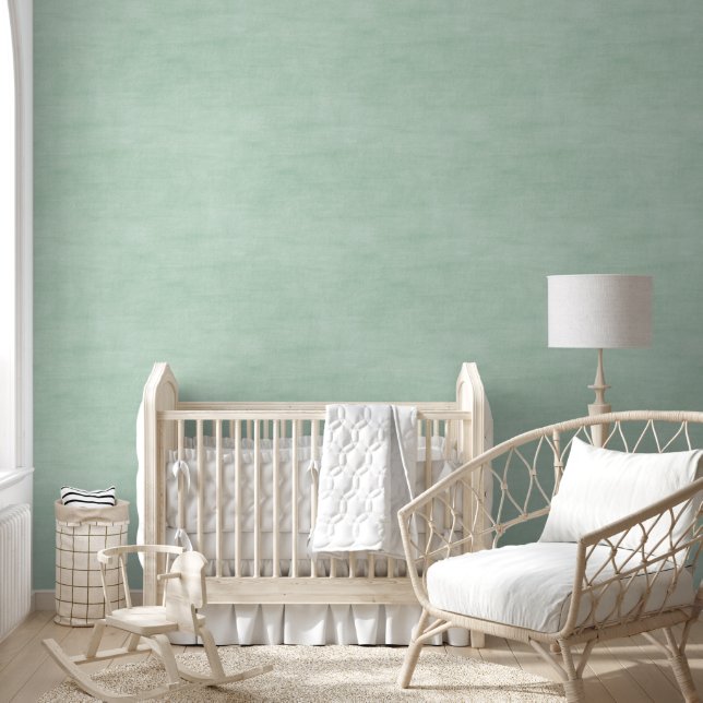Minimalist Watercolor Mint Green textured Nursery Wallpaper (Kids)