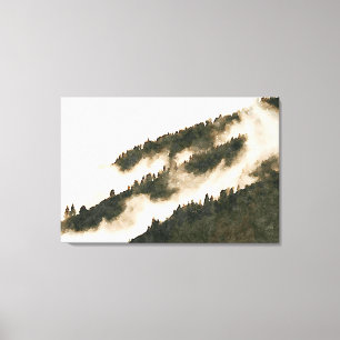 Minimalist Watercolor Misty Mountain Landscape Canvas Print