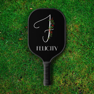 Minimalist watercolor monogram F Teacher Pickleball Paddle