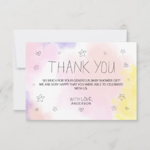 Minimalist Watercolor Pink Thank You Baby Shower Card