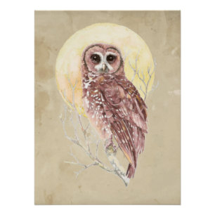 Minimalist Watercolor Print  Art for Owl Lovers."