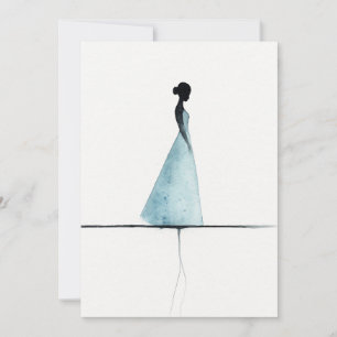 Minimalist Watercolor Print, Woman Silhouette Art Thank You Card