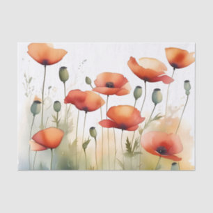 Minimalist Watercolor Red Poppy Tissue Paper