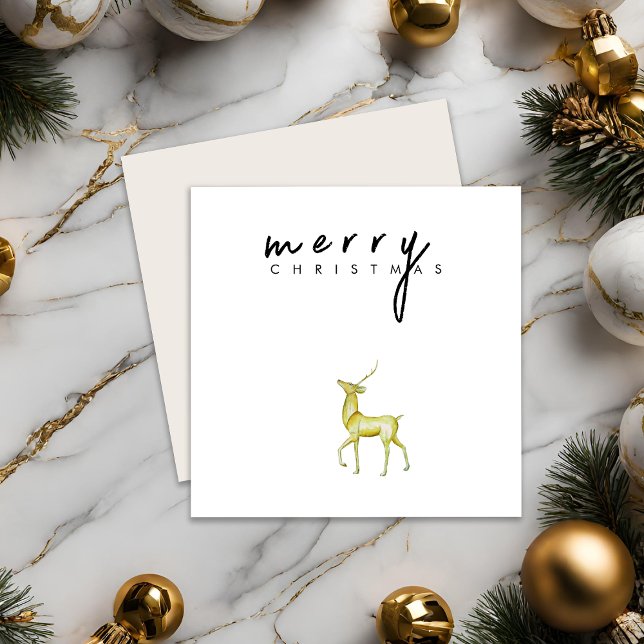 Minimalist Watercolor Reindeer Merry Christmas  Holiday Card (Creator Uploaded)