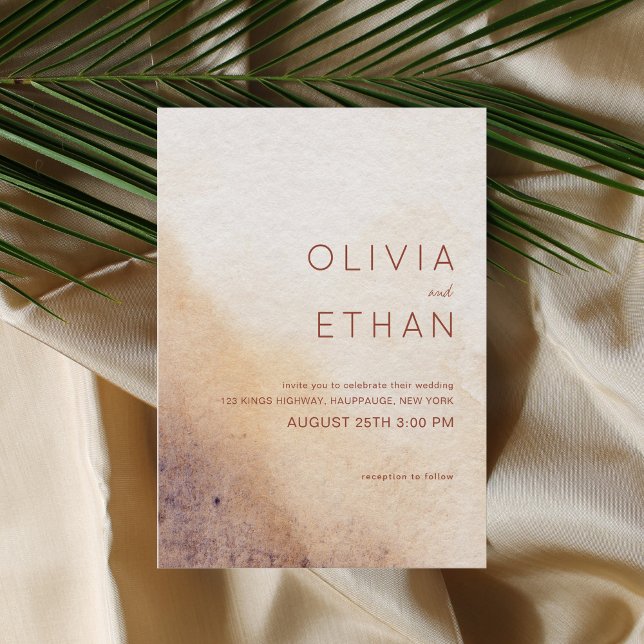 Minimalist Watercolor Rustic Wedding  Invitation (Creator Uploaded)