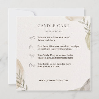 Minimalist Watercolor Thank You Candle Care Busine Card