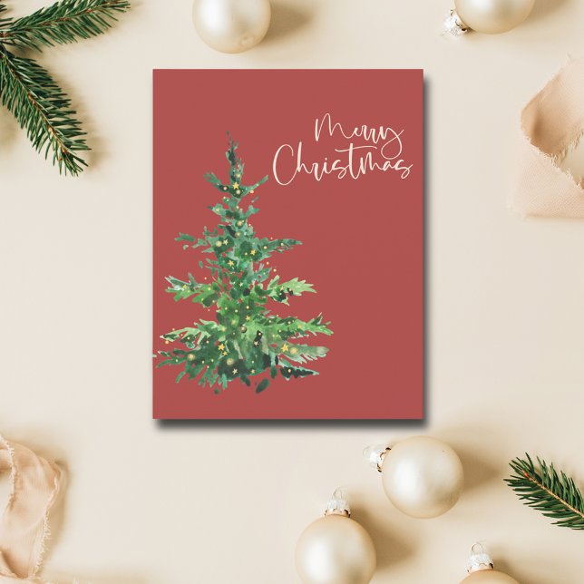 Minimalist Watercolor Tree NonPhoto Christmas Card (Minimalist Watercolor Tree Non Photo Christmas Card
)