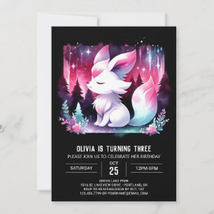 Minimalist Watercolor Wolf Birthday Invitation
