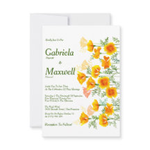 Minimalist Watercolour California Poppy Wedding