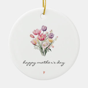 MINIMALIST Watercolour Tulips Mother’s Day Ceramic Ornament