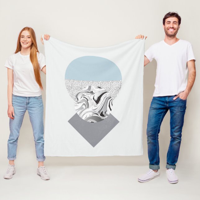 Minimalist Wave & Dots Design Fleece Blanket (In Situ)