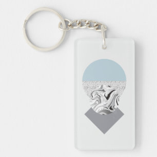 Minimalist Wave & Dots Design Key Ring
