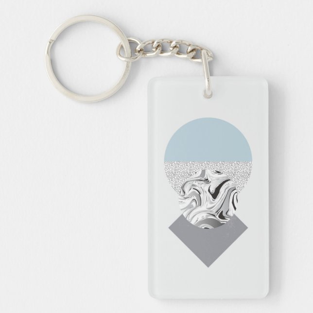 Minimalist Wave & Dots Design Key Ring (Front)