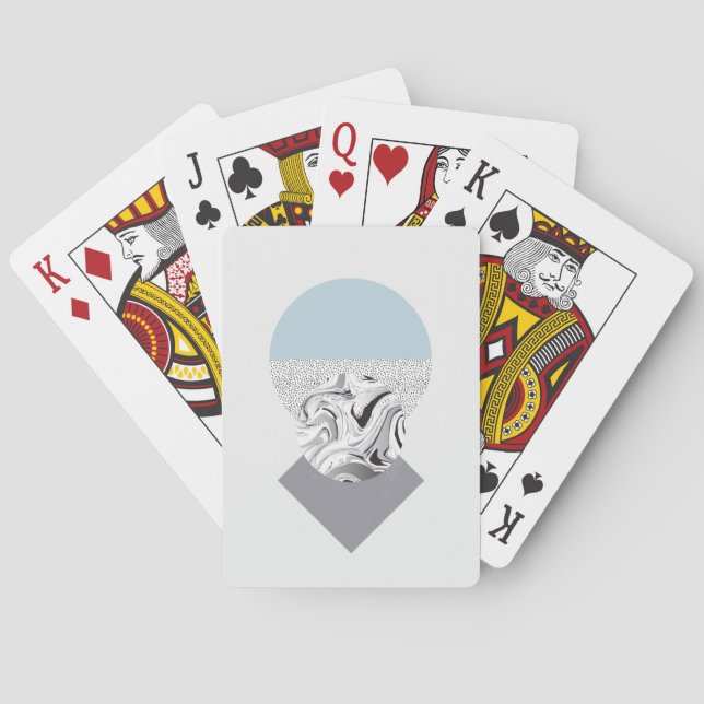 Minimalist Wave & Dots Design Playing Cards (Back)