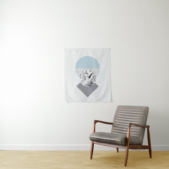 Minimalist Wave & Dots Design Tapestry (In Situ)