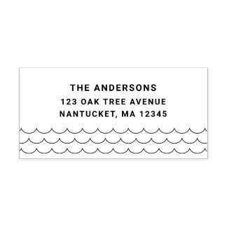 Minimalist Waves Family Name Return Address Self-inking Stamp