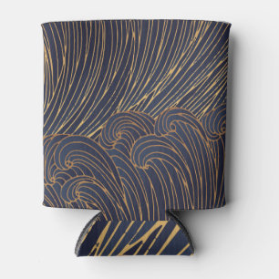 Minimalist waves, mountain line art. can cooler