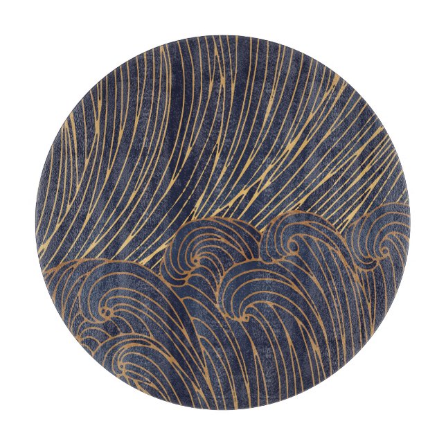Minimalist waves, mountain line art. cutting board (Front)