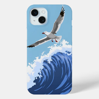 Minimalist Waves Soaring Gull Apple iPhone Case
