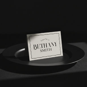 Minimalist Wavy Edge Modern Serif Wedding Place Card