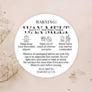 Minimalist Wax Melts Warning Label Modern Black