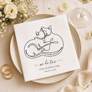 Minimalist We Do Too Personalised Pet Cats Wedding Napkin