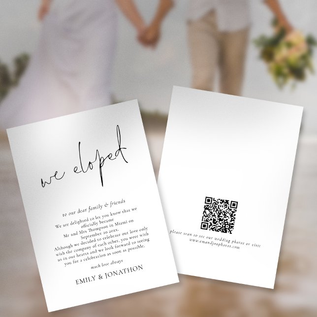 Minimalist We Eloped Script Elopement Announcement (Creator Uploaded)