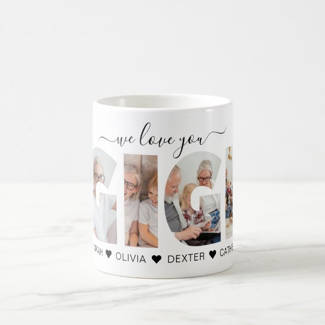 Minimalist We Love You GIGI Photo Collage Coffee Mug (Center)