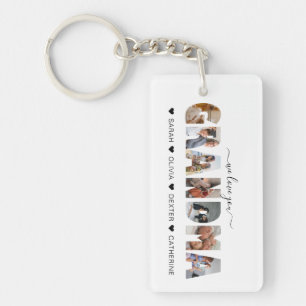 Minimalist We Love You Grandma Photo Collage Key Ring