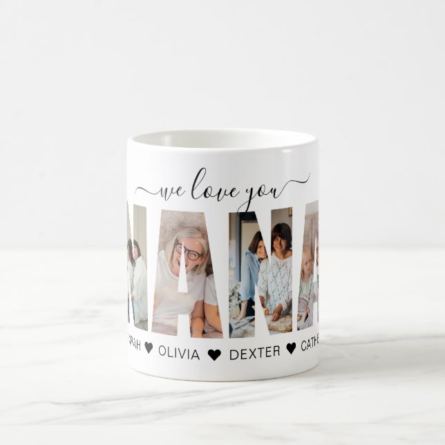 Minimalist We Love You Nana Photo Collage Coffee Mug (Center)