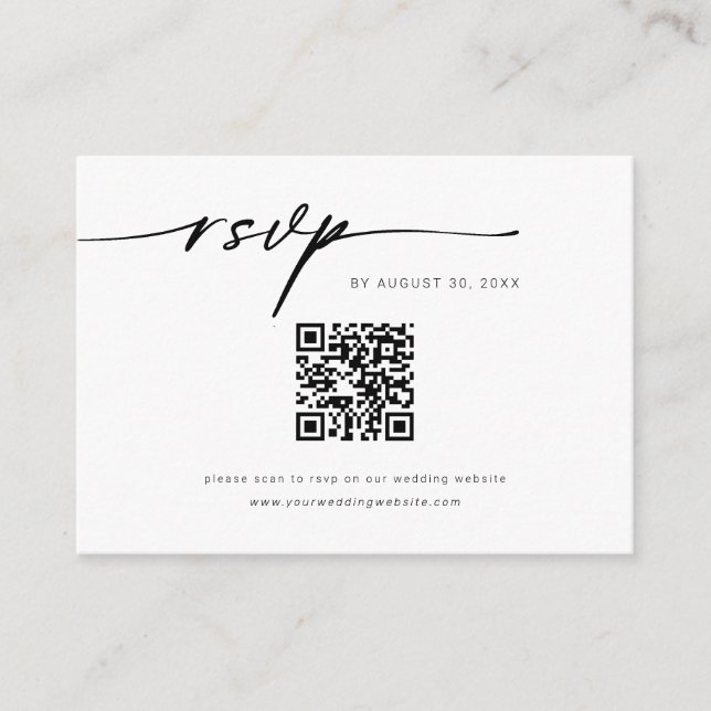 Minimalist Website RSVP Barcode Enclosure Card (Front)