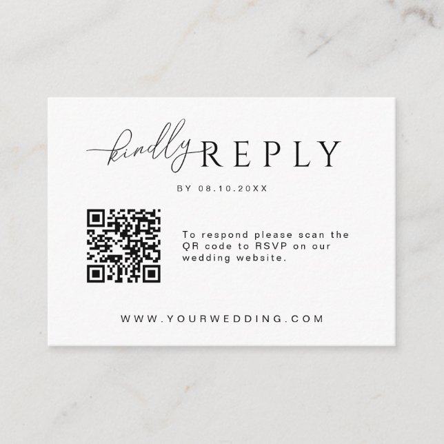 Minimalist Website RSVP Barcode Enclosure Card (Front)