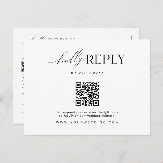 Minimalist Website RSVP Barcode Enclosure Postcard (Front/Back)