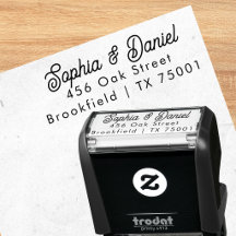 Minimalist Wedding Address Rubber Stamp