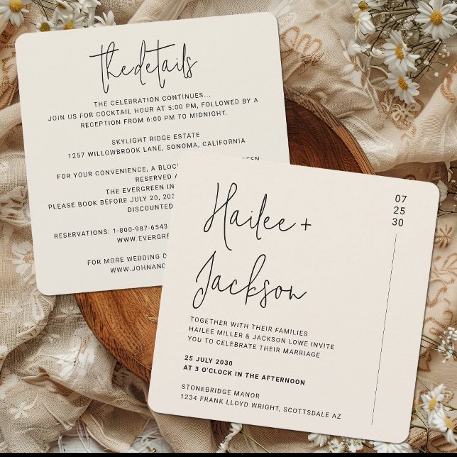 Minimalist Wedding All-In-One Modern Simple Square Invitation (Creator Uploaded)