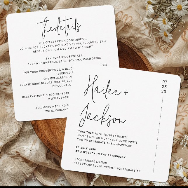 Minimalist Wedding All-In-One Modern Simple Square Invitation (Creator Uploaded)