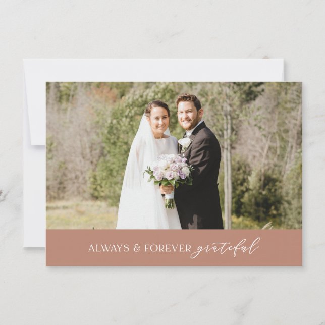 Minimalist Wedding Always and Forever Terracotta Thank You Card (Front)