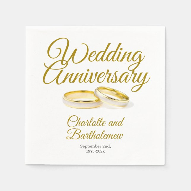 Minimalist Wedding Anniversary Party Napkin (Front)
