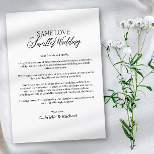 Minimalist Wedding Announcement Downsized Apology