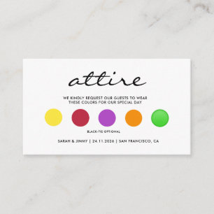 Minimalist Wedding Attire Dress Code Cards