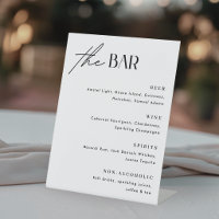 Minimalist Wedding Bar Menu