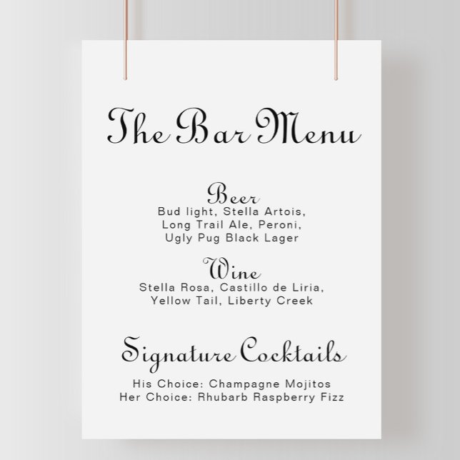 Minimalist Wedding Bar Menu  Poster (Creator Uploaded)