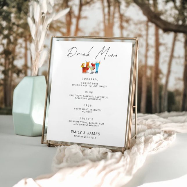 Minimalist Wedding Bar Menu Sign Template (Minimalist Wedding Bar Menu Sign Template)